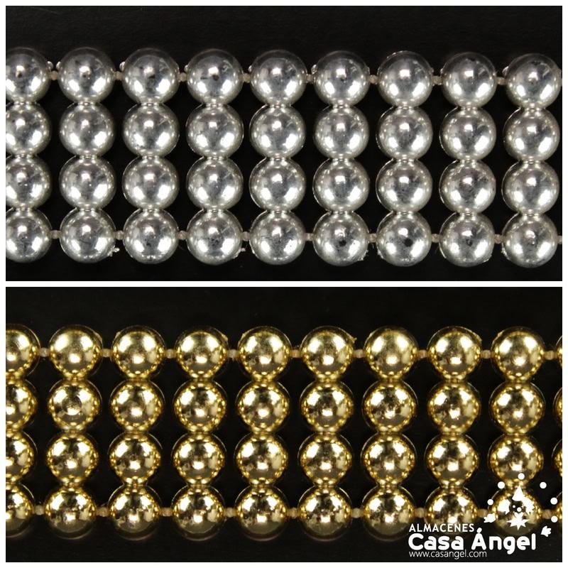 CINTA DE BOLAS CONTINUAS METALIZADAS EN CUATRO FILAS 23mm