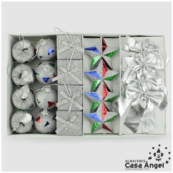 SET 20 PIEZAS PARA ÁRBOL DE NAVIDAD PLATA