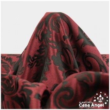 TELA JACQUARD DE FLORES VICTORIANAS EN BURDEOS Y NEGRO 280cm
