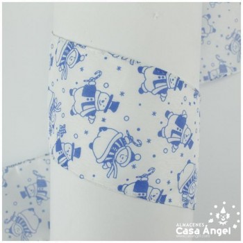 CINTA ORGANZA BORDES DE ALAMBRE 7cm MUÑECOS DE NIEVE