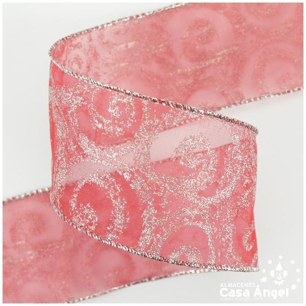 CINTA ORGANZA BORDES DE ALAMBRE 7cm ESPIRAL PLATA