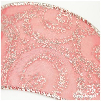 CINTA ORGANZA BORDES DE ALAMBRE 7cm ESPIRAL PLATA