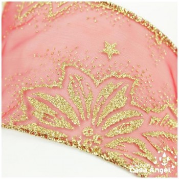 CINTA ORGANZA BORDES DE ALAMBRE 7cm FLOR ORO