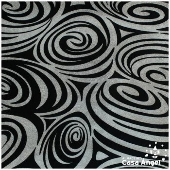 LYCRA ESTAMPADA ESPIRALES NEGRAS 150cm