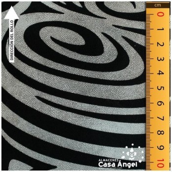 LYCRA ESTAMPADA ESPIRALES NEGRAS 150cm