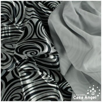 LYCRA ESTAMPADA ESPIRALES NEGRAS 150cm