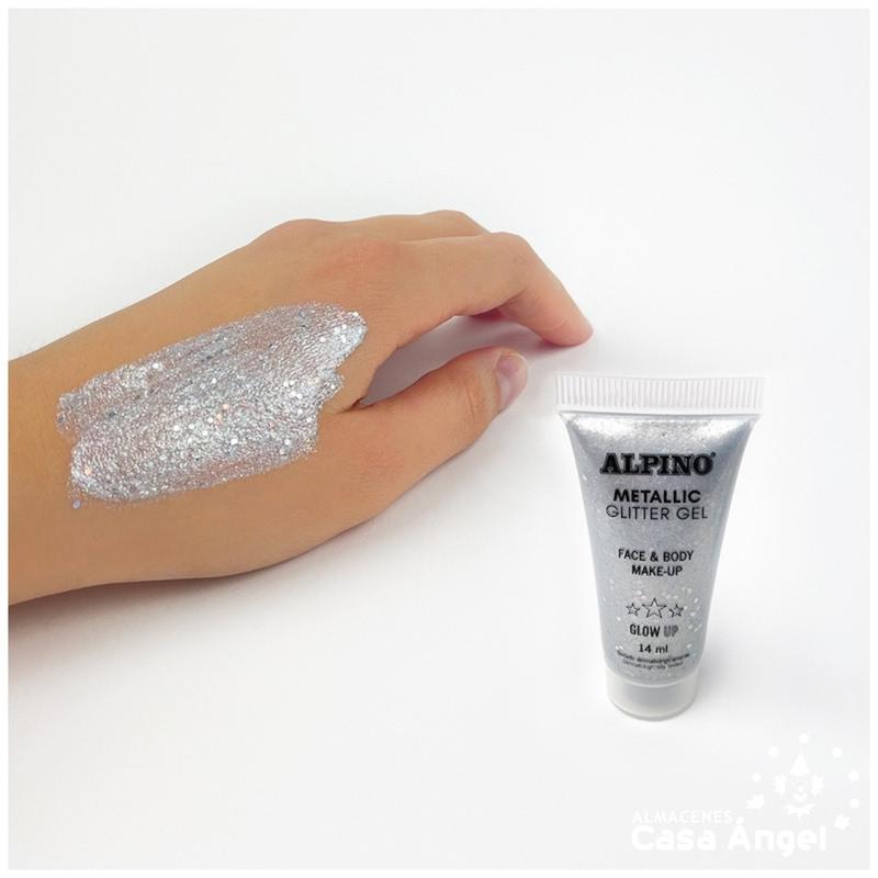 GEL METÁLICO CON PURPURINA COLOR PLATA 14ml