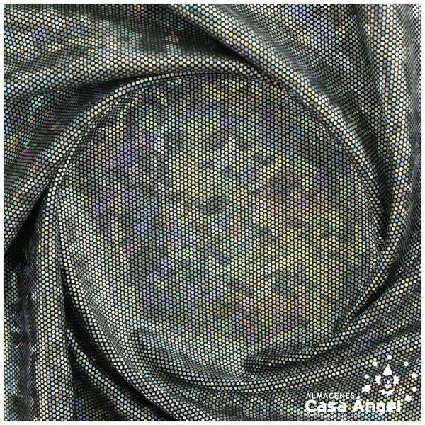 LYCRA NEGRA CON ESTAMPADO HOLOGRÁFICO SERIE DOVER 150cm
