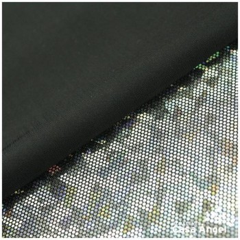 LYCRA NEGRA CON ESTAMPADO HOLOGRÁFICO SERIE DOVER 150cm