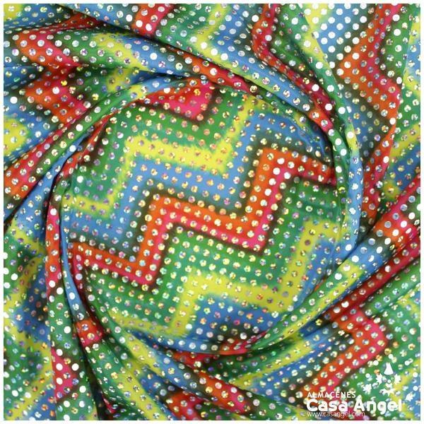 TELA DE LENTEJUELAS HOLO MULTICOLOR ZIGZAG SERIE DRAC 110cm