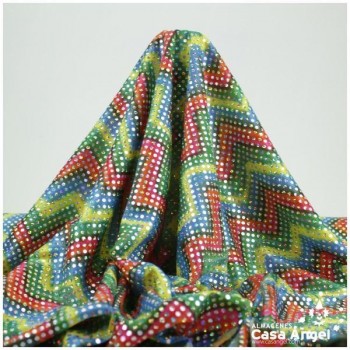 TELA DE LENTEJUELAS HOLO MULTICOLOR ZIGZAG SERIE DRAC 110cm