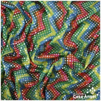 TELA DE LENTEJUELAS HOLO MULTICOLOR ZIGZAG SERIE DRAC 110cm