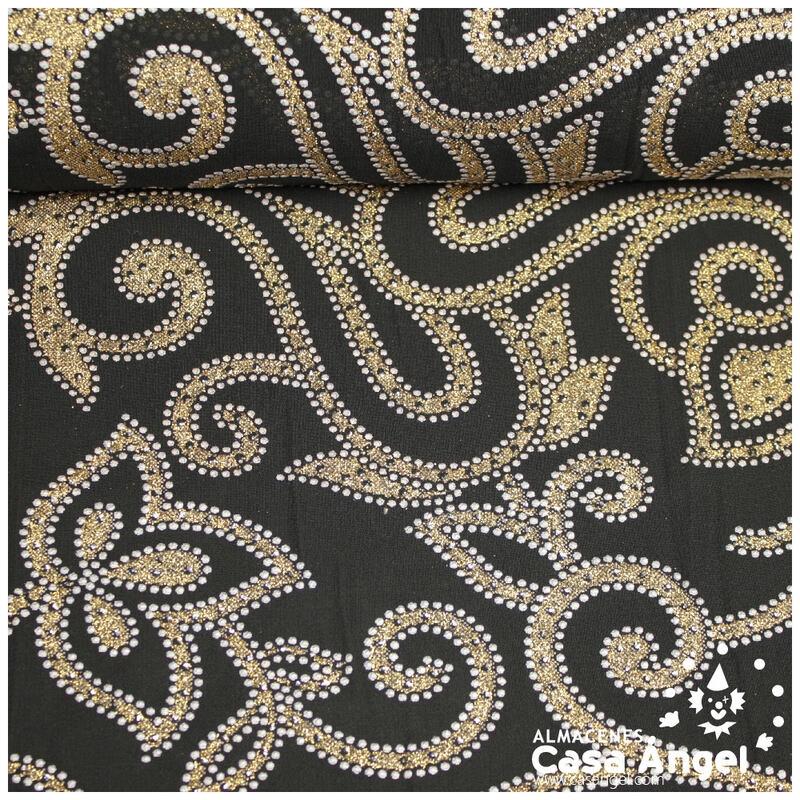 FANTASÍA NEGRA Y ORO ESTAMPADA SERIE EGIPTO 150cm