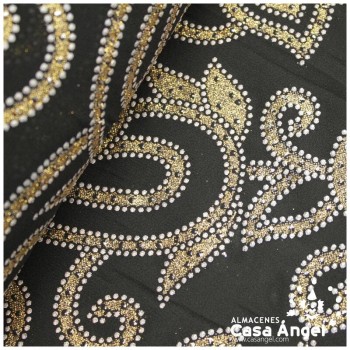 FANTASÍA NEGRA Y ORO ESTAMPADA SERIE EGIPTO 150cm