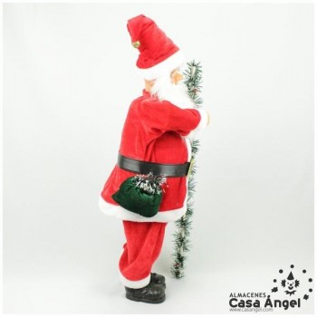 PAPÁ NOEL DE TERCIOPELO CON SACO DE REGALOS 77cm
