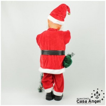 PAPÁ NOEL DE TERCIOPELO CON SACO DE REGALOS 77cm