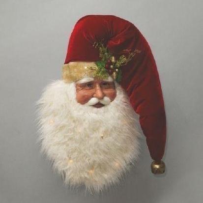 CABEZA DE PAPÁ NOEL CON GORRO ROJO Y LUCES 75cm