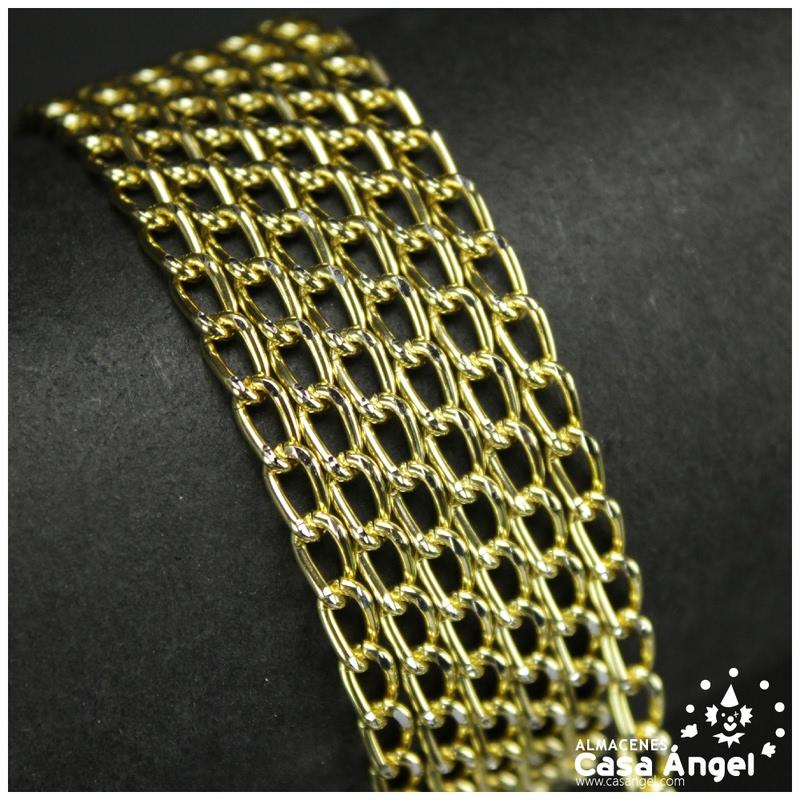 CADENA ESLABÓN FÍGARO ALUMINIO ORO AMARILLO BRILLO 4mm