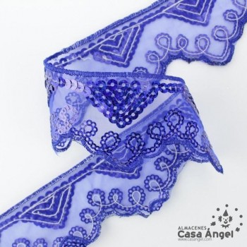 PASAMANERÍA BORDADA LENTEJUELAS SOPORTE GASA 5cm