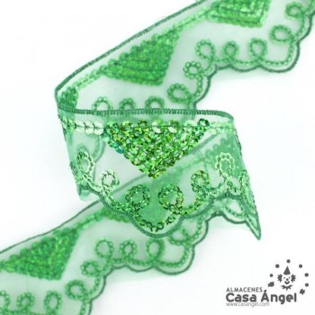PASAMANERÍA BORDADA LENTEJUELAS SOPORTE GASA 5cm