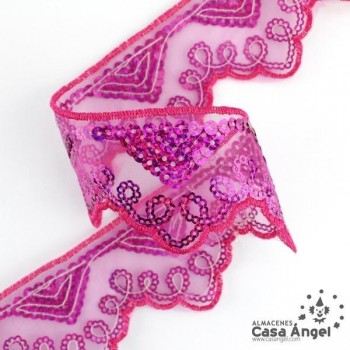 PASAMANERÍA BORDADA LENTEJUELAS SOPORTE GASA 5cm