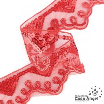 PASAMANERÍA BORDADA LENTEJUELAS SOPORTE GASA 5cm