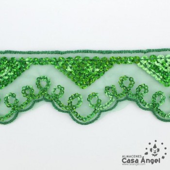 PASAMANERÍA BORDADA LENTEJUELAS SOPORTE GASA 5cm