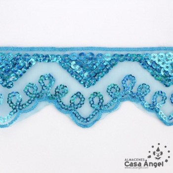 PASAMANERÍA BORDADA LENTEJUELAS SOPORTE GASA 5cm