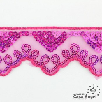 PASAMANERÍA BORDADA LENTEJUELAS SOPORTE GASA 5cm