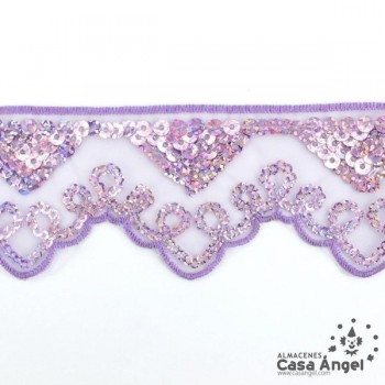 PASAMANERÍA BORDADA LENTEJUELAS SOPORTE GASA 5cm