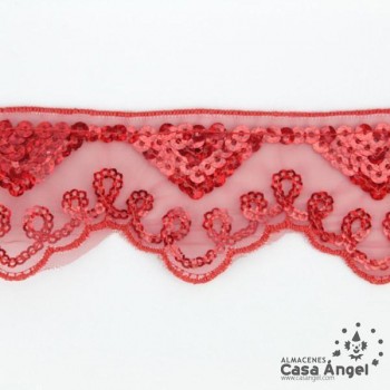 PASAMANERÍA BORDADA LENTEJUELAS SOPORTE GASA 5cm