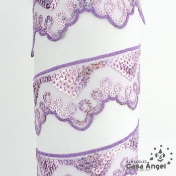 PASAMANERÍA BORDADA LENTEJUELAS SOPORTE GASA 5cm
