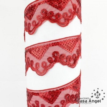PASAMANERÍA BORDADA LENTEJUELAS SOPORTE GASA 5cm