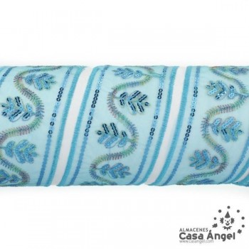 PASAMANERÍA BORDADA SOBRE GASA FLORES LENTEJUELAS 6cm