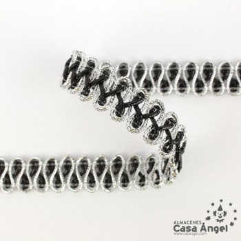 PASAMANERÍA METALIZADA BICOLOR BORDADO ZIGZAG 15mm