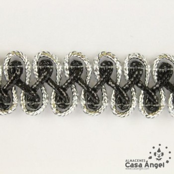 PASAMANERÍA METALIZADA BICOLOR BORDADO ZIGZAG 15mm