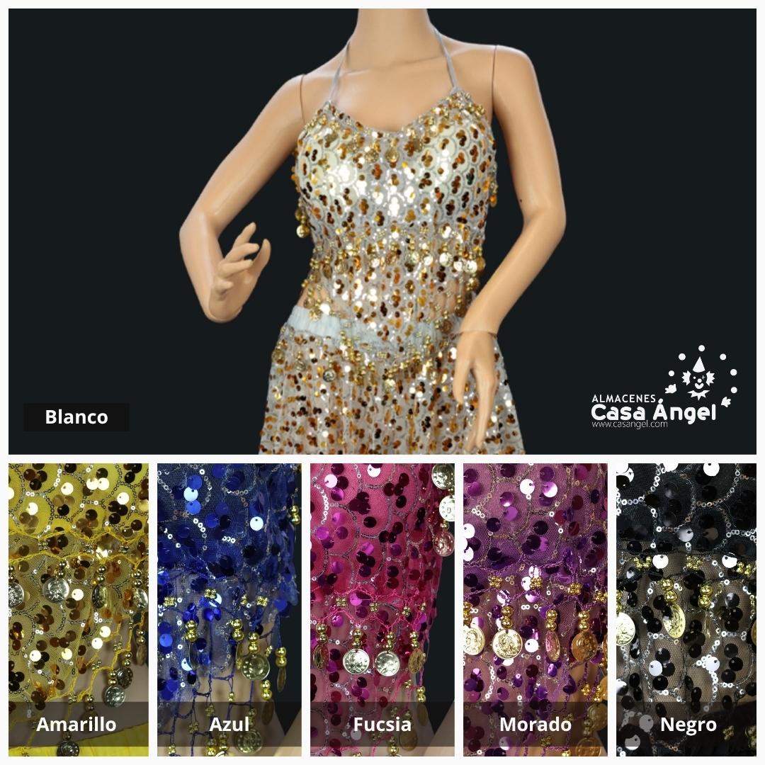 CONJUNTO TOP Y FALDA BAILE ÁRABE CON FLECOS Y MONEDAS