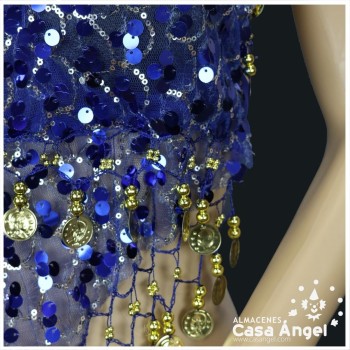 CONJUNTO TOP Y FALDA BAILE ÁRABE CON FLECOS Y MONEDAS