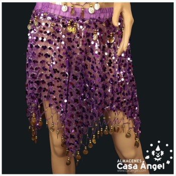 CONJUNTO TOP Y FALDA BAILE ÁRABE CON FLECOS Y MONEDAS