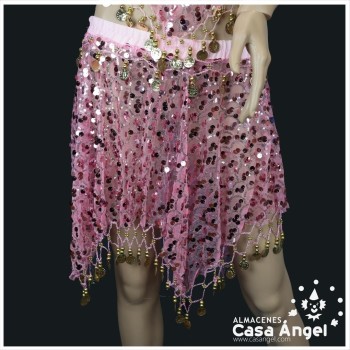 CONJUNTO TOP Y FALDA BAILE ÁRABE CON FLECOS Y MONEDAS