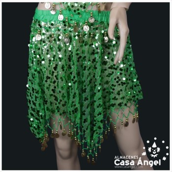 CONJUNTO TOP Y FALDA BAILE ÁRABE CON FLECOS Y MONEDAS