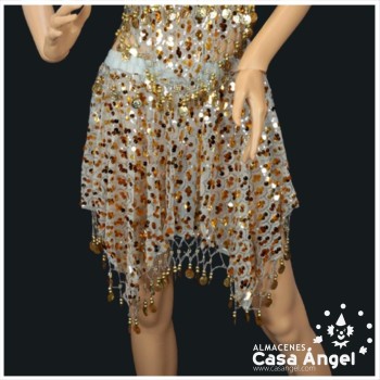 CONJUNTO TOP Y FALDA BAILE ÁRABE CON FLECOS Y MONEDAS