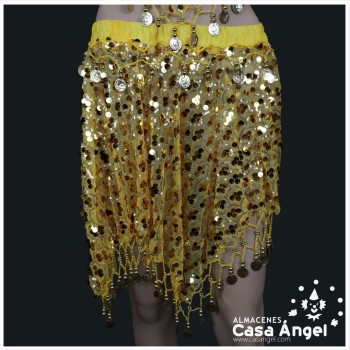 CONJUNTO TOP Y FALDA BAILE ÁRABE CON FLECOS Y MONEDAS