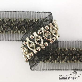 PASAMANERÍA METÁLICA STRASS CON SOPORTE TUL 35mm