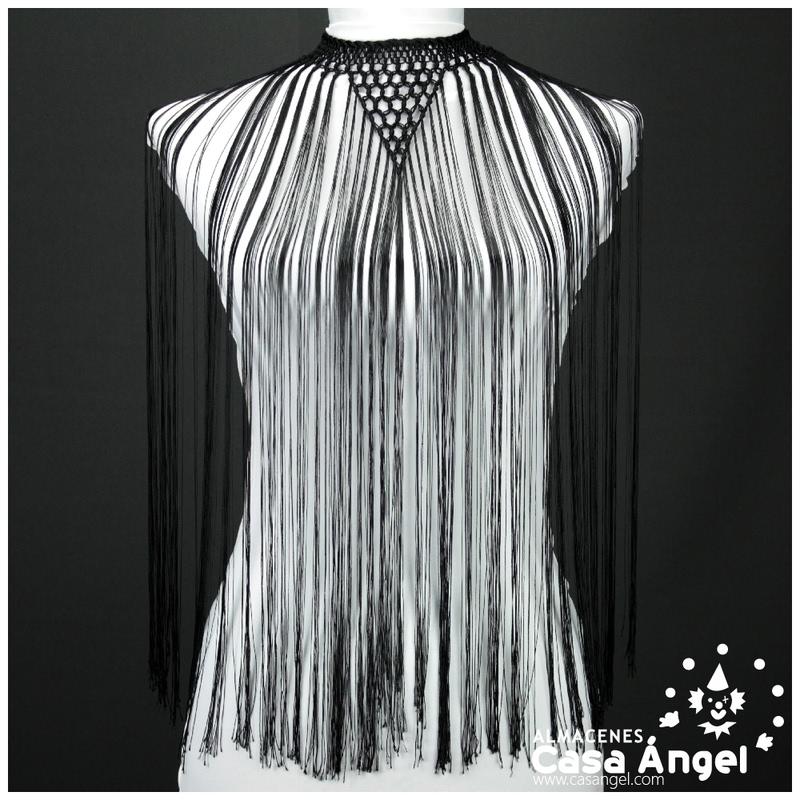 GARGANTILLA FLAMENCA NEGRA CON FLECOS DE 60cm