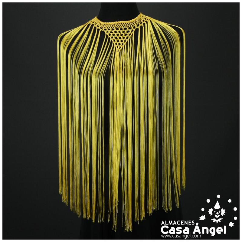 GARGANTILLA FLAMENCA AMARILLA CON FLECOS DE 60cm