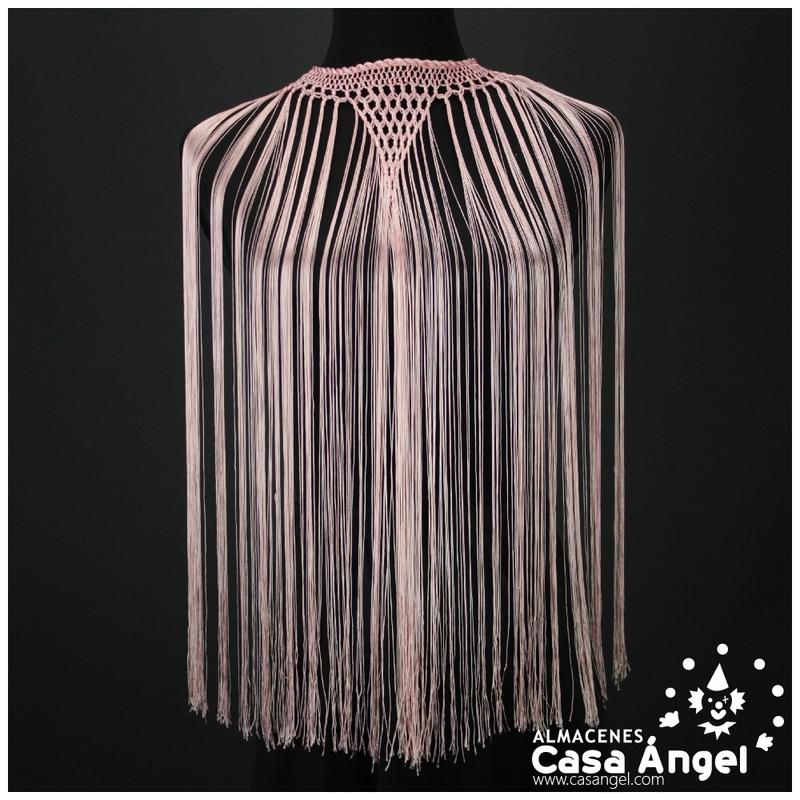 GARGANTILLA FLAMENCA COLOR ROSA BEBÉ CON FLECOS DE 60cm