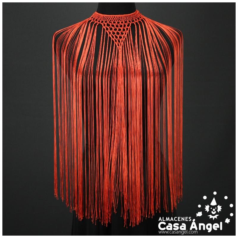 GARGANTILLA FLAMENCA NARANJA CON FLECOS DE 60cm