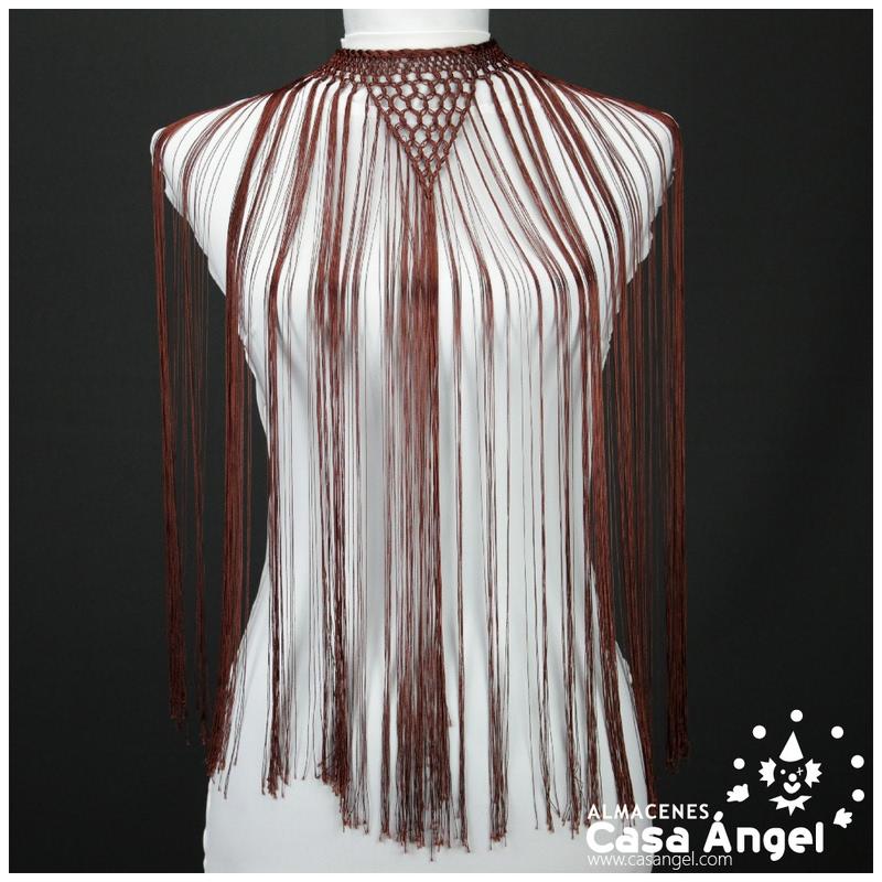 GARGANTILLA FLAMENCA MARRÓN CON FLECOS DE 60cm