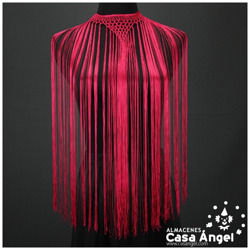 GARGANTILLA FLAMENCA FUCSIA OSCURO CON FLECOS DE 60cm